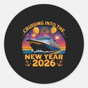 Cruising Into 2026 New Years Eve Party Favors Fami Classic Round Sticker