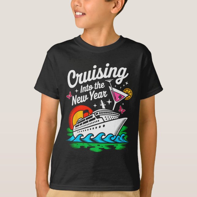 Cruising Into 2026 New Years Eve Party Matching Fa T-Shirt (Front)