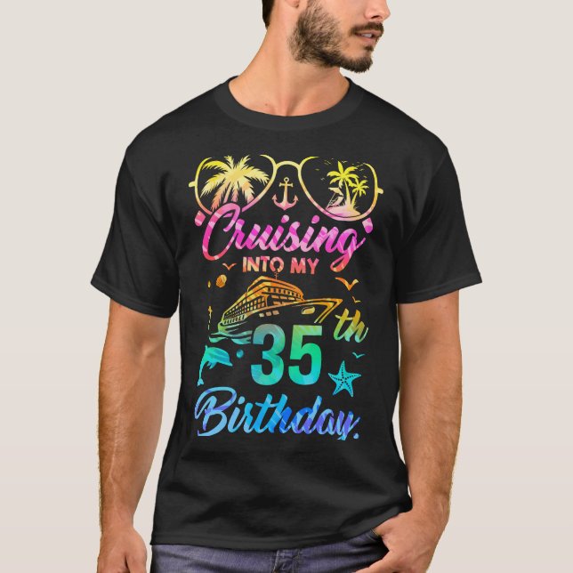 Cruising Into My 35th Birthday Party 35 Years Old  T-Shirt (Front)