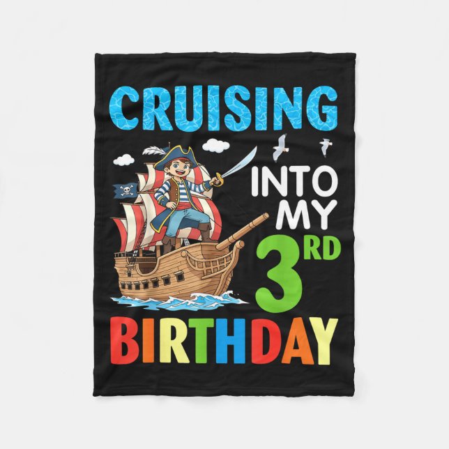 Cruising Into My 3rd Birthday Rate Little Boy 3 Ye Fleece Blanket (Front)