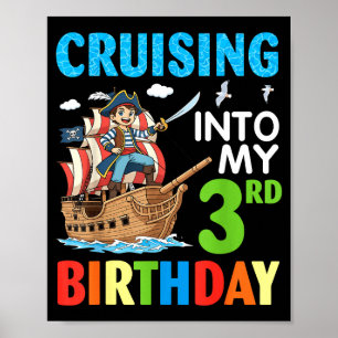 Cruising Into My 3rd Birthday Rate Little Boy 3 Ye Poster