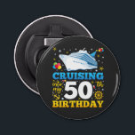 Cruising Into My 50 Birthday Party Bottle Opener<br><div class="desc">Cruising Into My 50 Year Old Birthday Party 50th B-Day Funny design Gift Button Bottle Opener Classic Collection.</div>