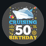 Cruising Into My 50 Birthday Party Classic Round Sticker<br><div class="desc">Cruising Into My 50 Year Old Birthday Party 50th B-Day Funny design Gift Classic Round Sticker Classic Collection.</div>