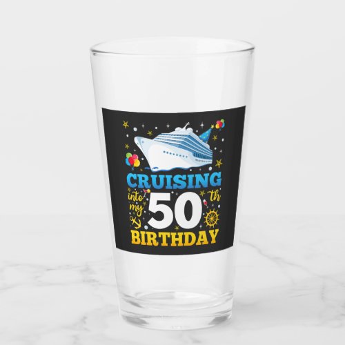 Cruising Into My 50 Birthday Party Drinking Glass