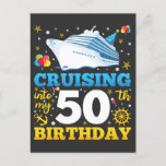 Cruising Into My 50 Birthday Party Postcard<br><div class="desc">Cruising Into My 50 Year Old Birthday Party 50th B-Day Funny design Gift Standard Postcard Classic Collection.</div>