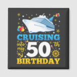 Cruising Into My 50 Birthday Party Square Magnet<br><div class="desc">Cruising Into My 50 Year Old Birthday Party 50th B-Day Funny design Gift Square Magnet Classic Collection.</div>