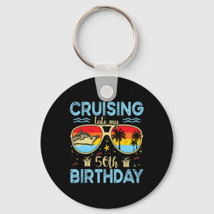 Cruising Into My 50th Birthday - 50th Birthday Cru Keychain