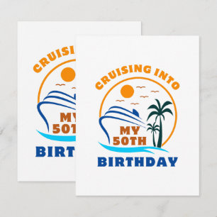 Cruising Into My 50th Birthday Boat Enclosure Card