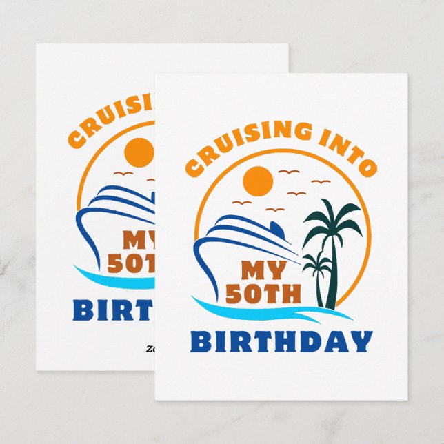 Cruising Into My 50th Birthday Boat Holiday Card (Front/Back)