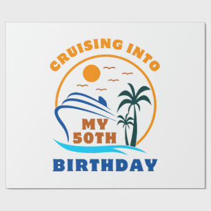 Cruising Into My 50th Birthday Boat Wrapping Paper