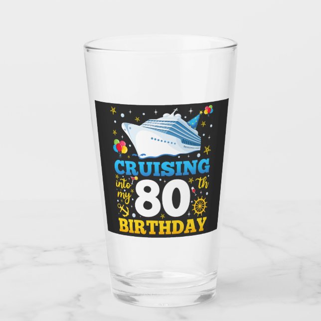 Cruising Into My 60 Birthday Party Drinking Glass (Front)