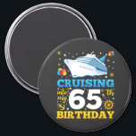 Cruising Into My 65 Birthday Party Circle Magnet<br><div class="desc">Cruising Into My 65 Year Old Birthday Party 65th B-Day Funny design Gift Circle Magnet Classic Collection.</div>