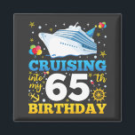 Cruising Into My 65 Birthday Party Square Magnet<br><div class="desc">Cruising Into My 65 Year Old Birthday Party 65th B-Day Funny design Gift Square Magnet Classic Collection.</div>