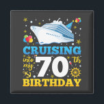 Cruising Into My 70 Birthday Party Square Magnet<br><div class="desc">Cruising Into My 70 Year Old Birthday Party 70th B-Day Funny design Gift Square Magnet Classic Collection.</div>