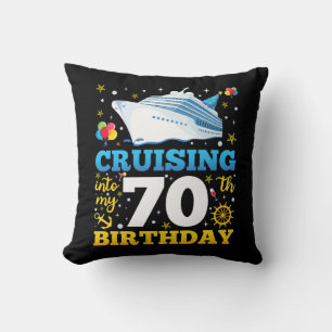 Cruising Into My 70 Birthday Party Throw Pillow