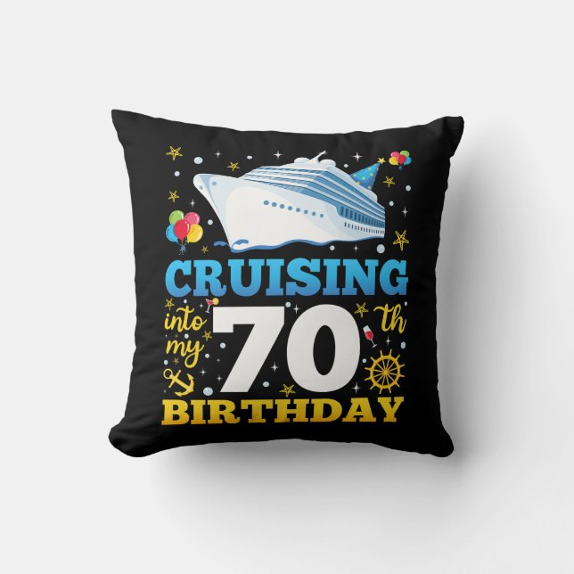 Cruising Into My 70 Birthday Party Throw Pillow (Front)