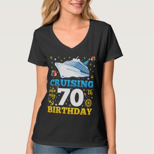 Cruising Into My 70 Birthday Party Women V_Neck T_Shirt