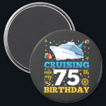 Cruising Into My 75 Birthday Party Circle Magnet<br><div class="desc">Cruising Into My 75 Year Old Birthday Party 75th B-Day Funny design Gift Circle Magnet Classic Collection.</div>