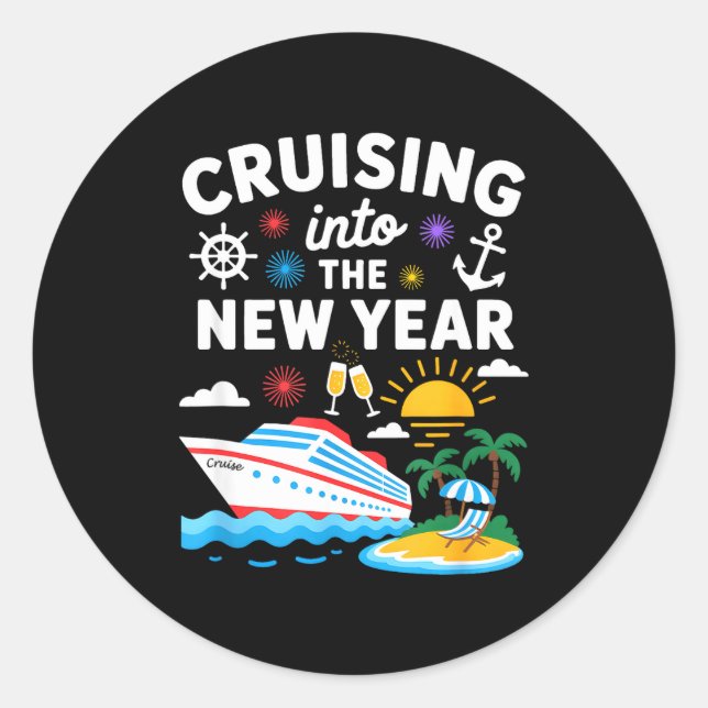 Cruising Into New Year 2026 Match Family Vacation  Classic Round Sticker (Front)