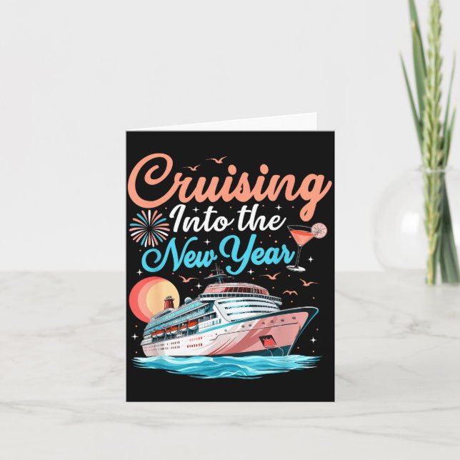 Cruising Into New Years Eve Party Countdown Happy  Card (Front)