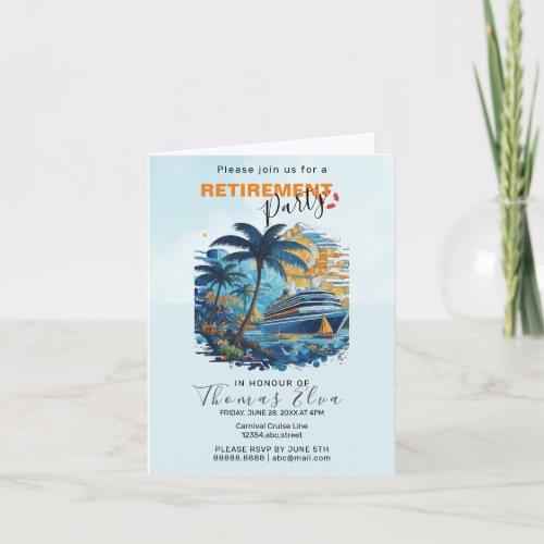 Cruising into Retirement Party Cruise Party  Invitation