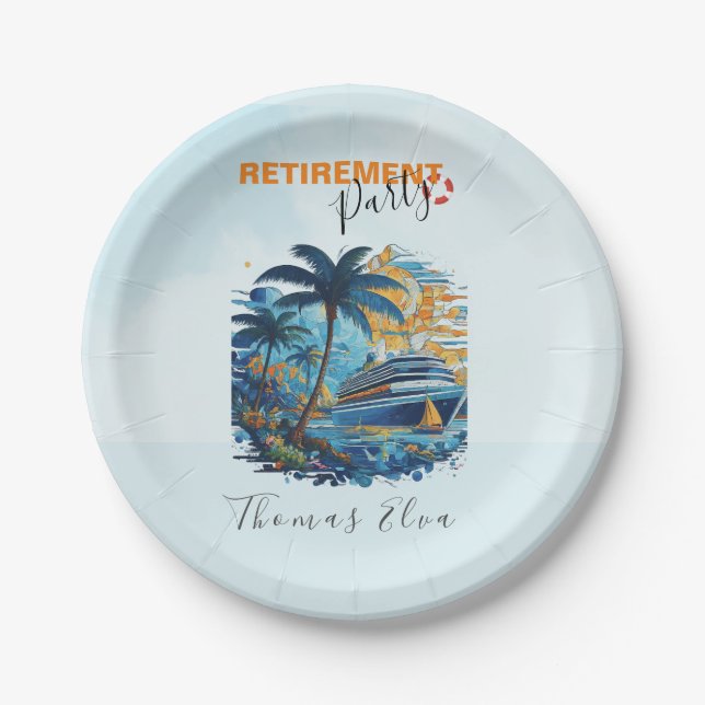 Cruising into Retirement Party, Cruise Party  Paper Plates (Front)