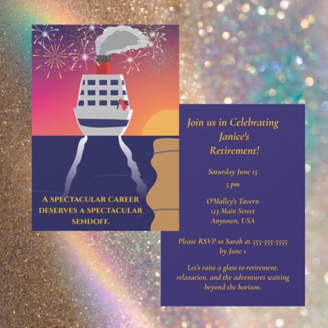 Cruising Into Retirement Party Invitation (Creator Uploaded)