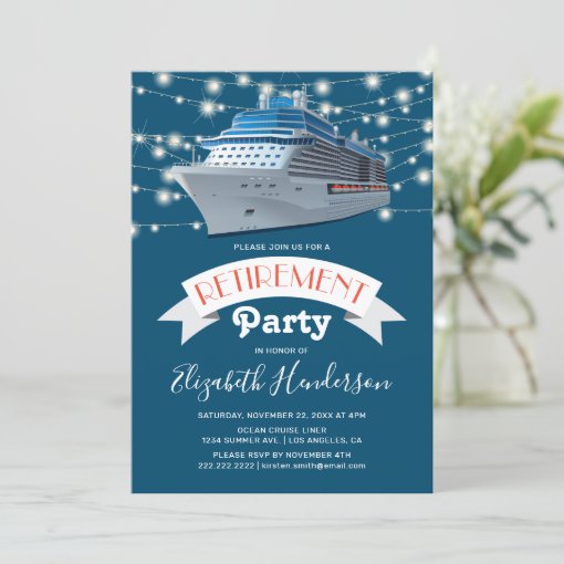 Cruising into Retirement Party | Ocean Liner Invitation | Zazzle