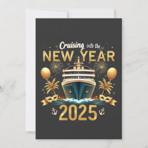 Cruising into the New Year 2025 Eve Family Crew  Holiday Card