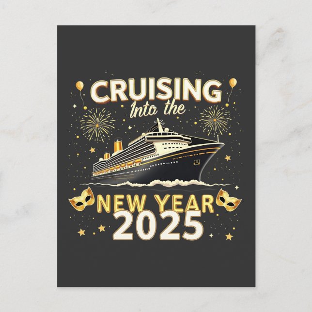 Cruising into the New Year 2025 Family Cruise Holiday Postcard (Front)