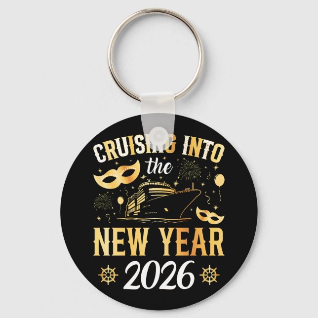 Cruising into the New Year 2026 Circle Keychain (Front)