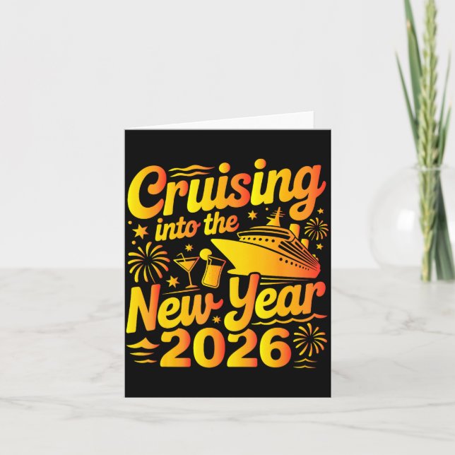 Cruising Into The New Year 2026 Family Cruise Vaca Card (Front)