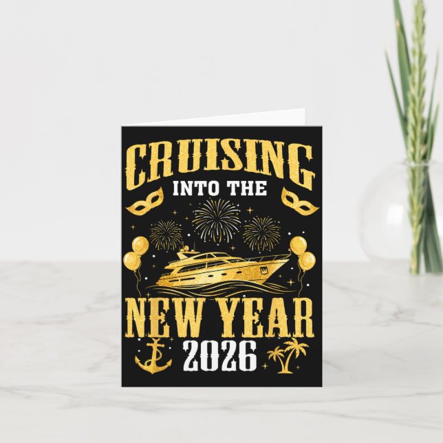 Cruising Into The New Year 2026 New Year Eve Famil Card (Front)