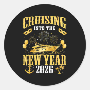 Cruising Into The New Year 2026 New Year Eve Famil Classic Round Sticker