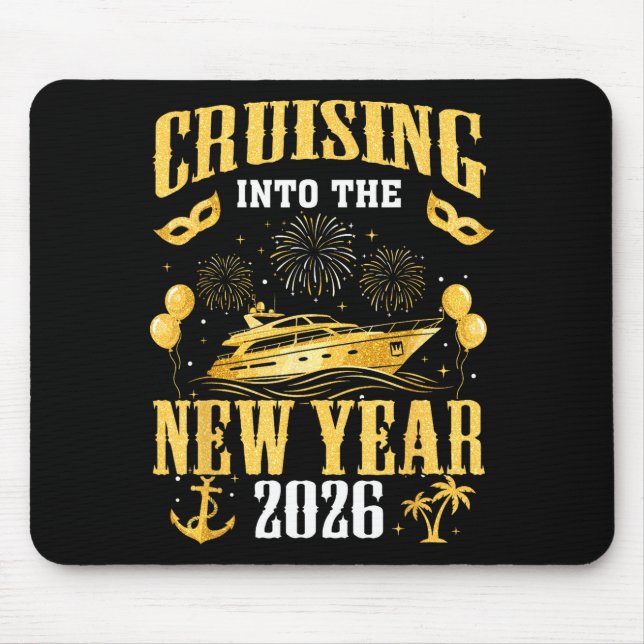 Cruising Into The New Year 2026 New Year Eve Famil Mouse Pad (Front)