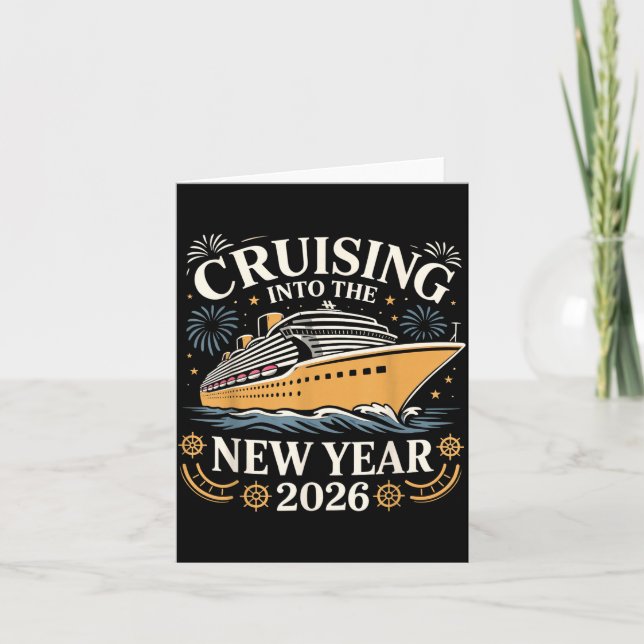 Cruising Into The New Year 2026 Party Vacation Tee Card (Front)