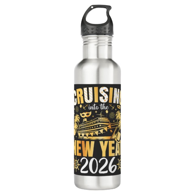 Cruising into the New Year 2026 Stainless Steel Water Bottle (Front)
