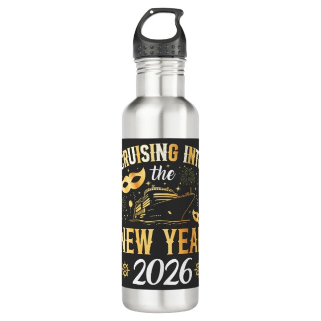 Cruising into the New Year 2026 Stainless Steel Water Bottle (Front)