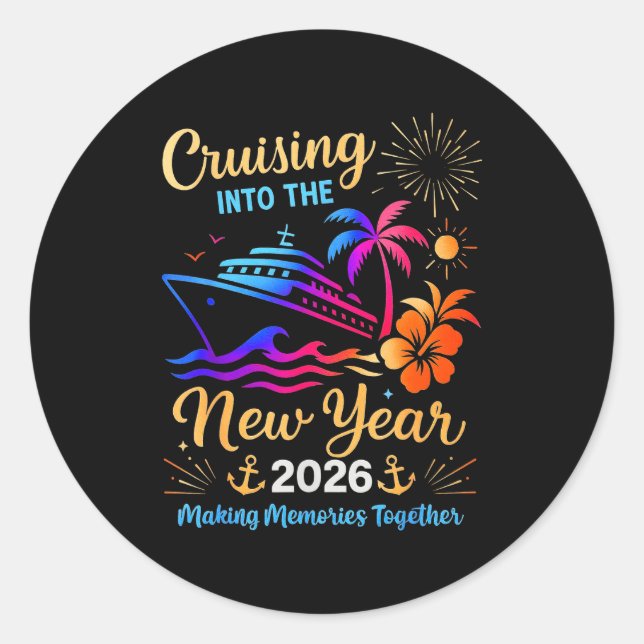 Cruising Into The New Year 2026 Trip Family Matchi Classic Round Sticker (Front)
