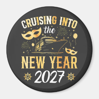 Cruising into the New Year 2027 Circle Magnet