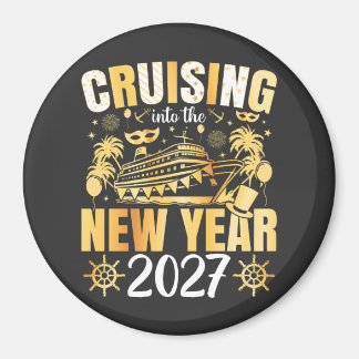 Cruising into the New Year 2027 Circle Magnet