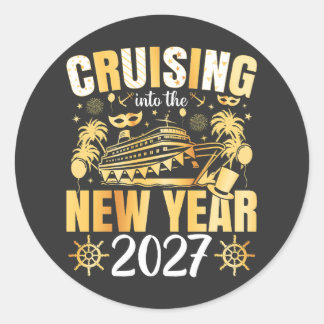 Cruising into the New Year 2027 Classic Round Sticker