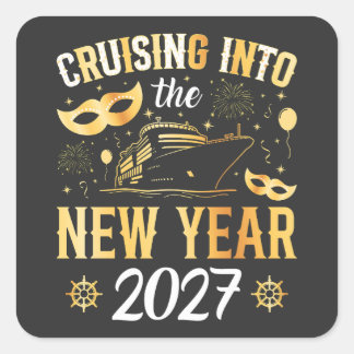 Cruising into the New Year 2027 Square Sticker