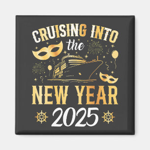 Cruising Into the New Year Cruise 2025 Square Magnet