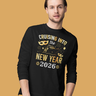 Cruising into the New Year Gold Ship T-Shirt