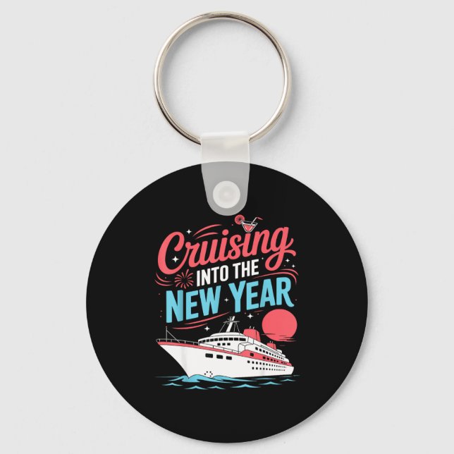 Cruising Into The New Year Trocal Holiday Travel V Keychain (Front)