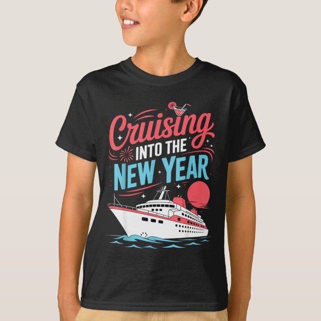 Cruising Into The New Year Trocal Holiday Travel V T-Shirt (Front)