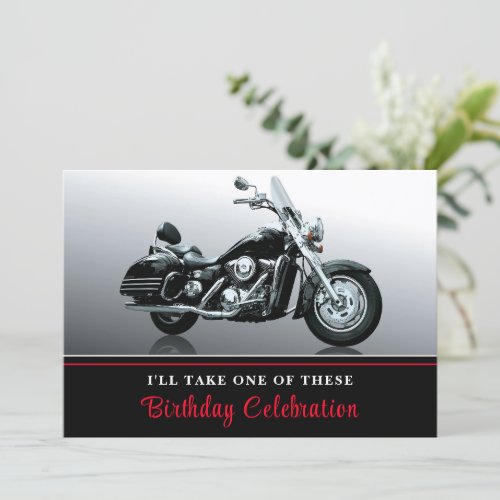 Cruising Motorcycle Birthday Invitation