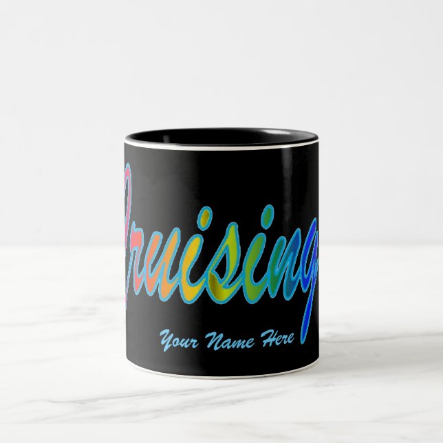 Cruising Multi and Black Personalized Two-Tone Coffee Mug (Center)