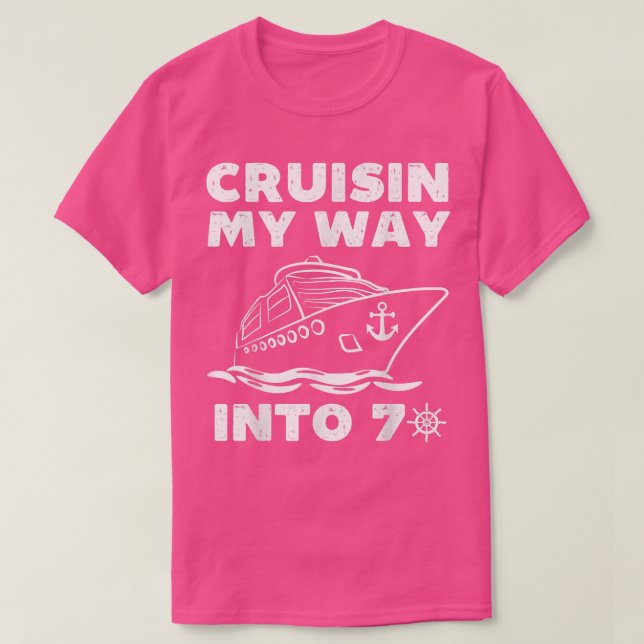Cruising My Way Into 70 Funny Boat Captain 70th Bi T-Shirt (Design Front)